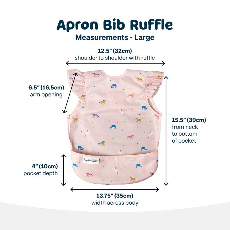 Tiny Twinkle Short Sleeve Apron Baby & Toddler Bib for Girls - Waterproof, Mess-Proof Bibs for Eating & Feeding, Machine Washable,Perfect Holiday Gift (Unicorn Confetti, 6-24M) - Image 5