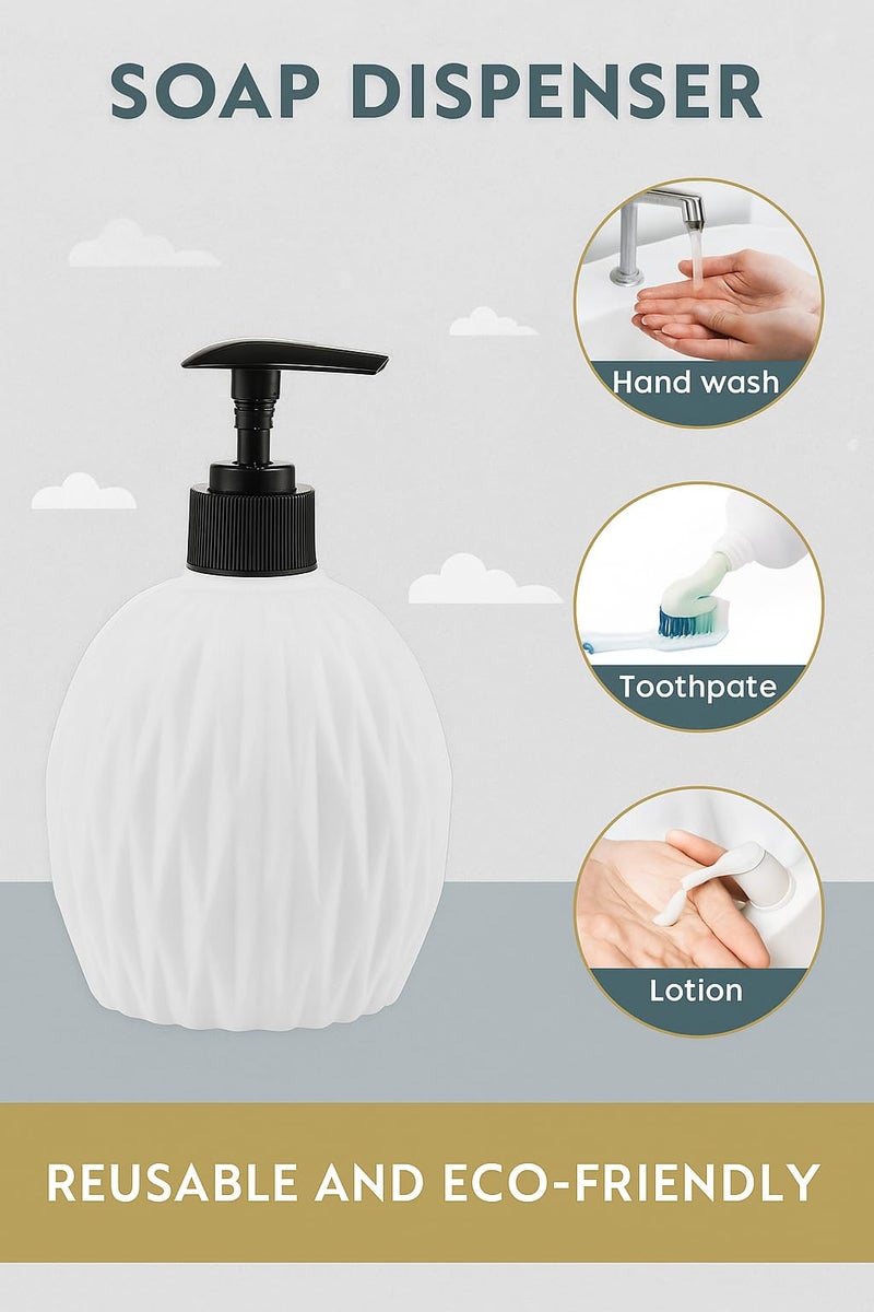 BENAVJI Outdoor Living Dimond Cut Design Liquid Soap Dispenser, 300ml, Multipurpose Refillable Plastic Pump for Hand Wash, Dish Wash, Shampoo, Kitchen, Bathroom, and Household Use - Image 2