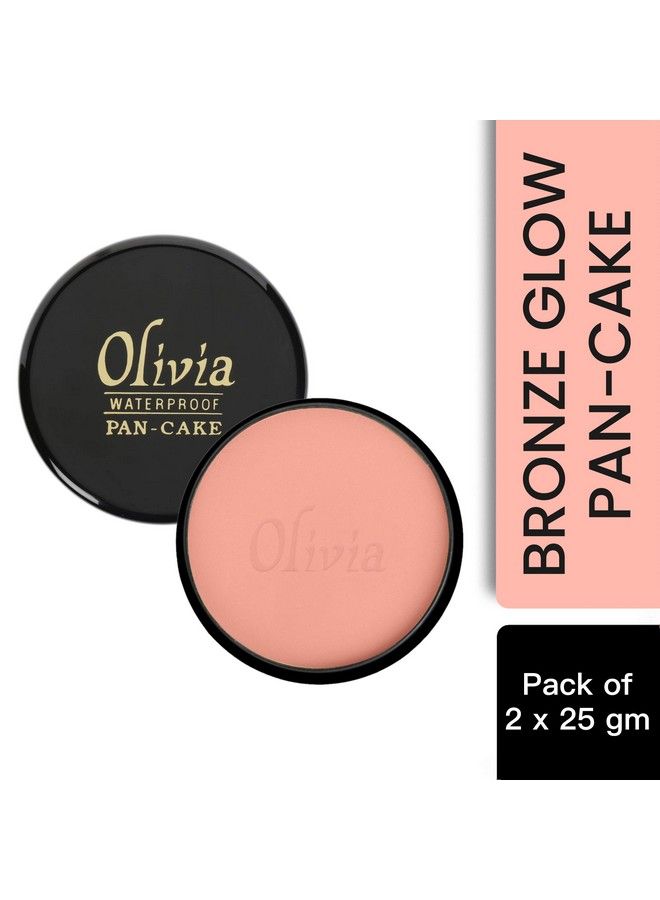 Olivia Waterproof Bronze Glow Makeup Cream Concealer Pan Cake (Shade No.22 25 G) Pack Of 2 Shimmering Finish - Image 3