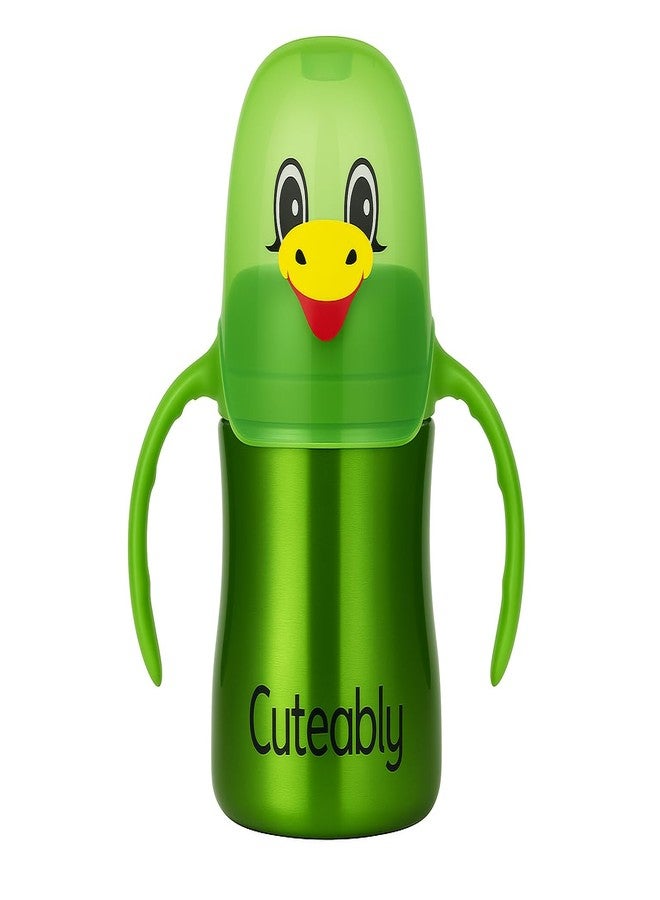 Cuteably 3-in-1 Stainless Steel Baby Bottle, 240ml, (Green) - Image 3