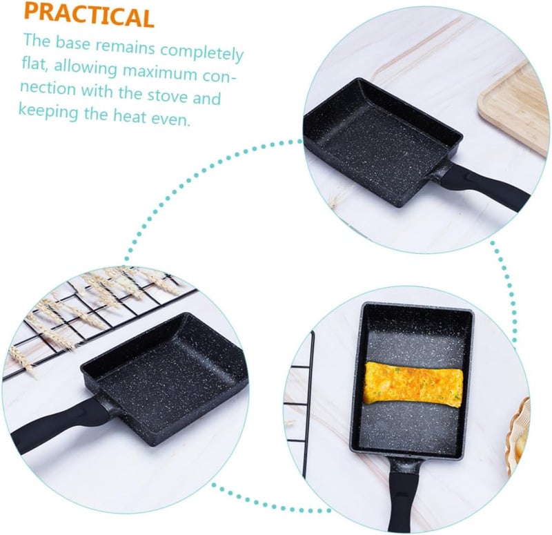 Non-stick Tamagoyaki Egg Pan Aluminium Alloy Frying Skillet for Induction Stove Household Cooking Even Heat Distribution Easy Clean Black Handle - Image 4