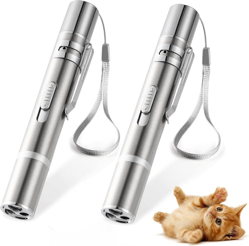 SKY-TOUCH 7-in-1 Interactive Cat & Dog Toy - USB Rechargeable Red Laser Pointer, Chaser Toy, Pet Training Tool with Classic Light Patterns(2 pieces) - Image 1