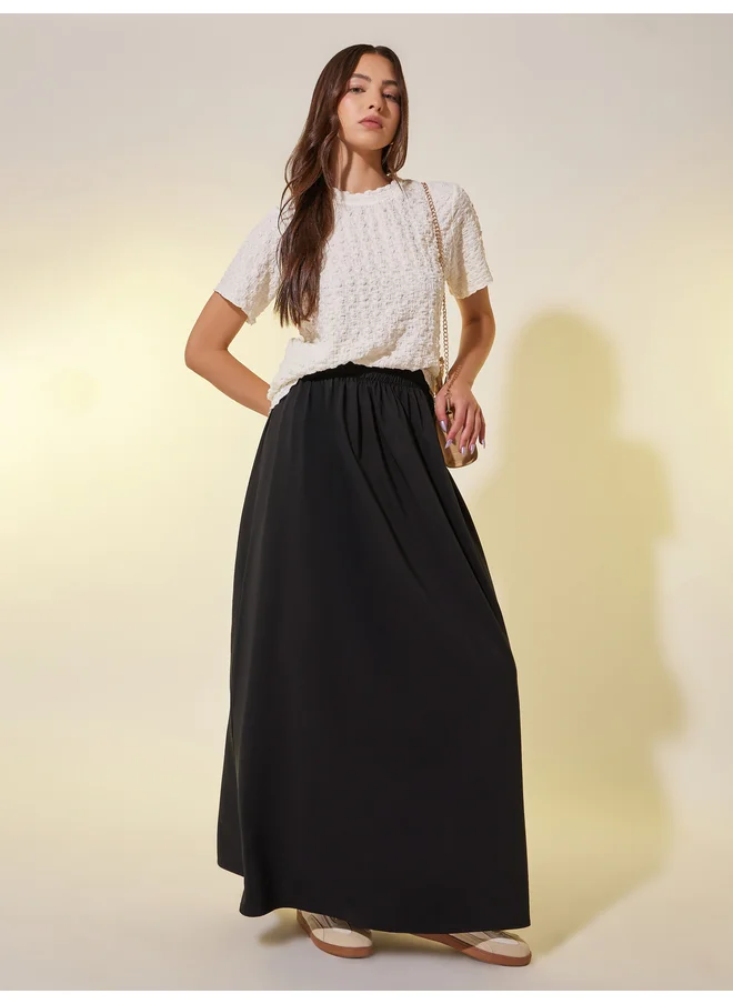 تايك تو Take Two Solid Mid Rise A-Line Maxi Skirts