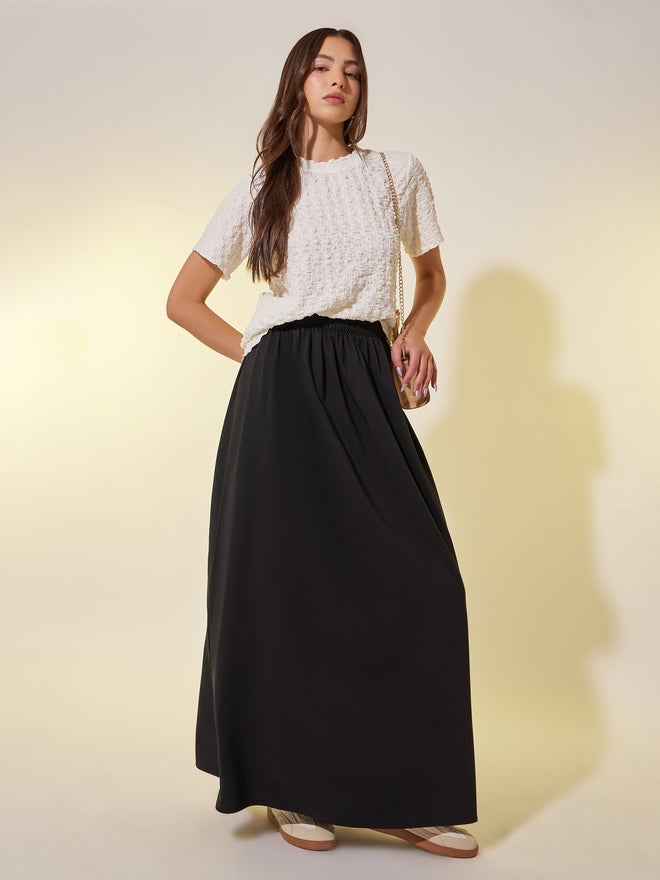 Take Two Take Two Solid Mid Rise A-Line Maxi Skirts  - Image 1
