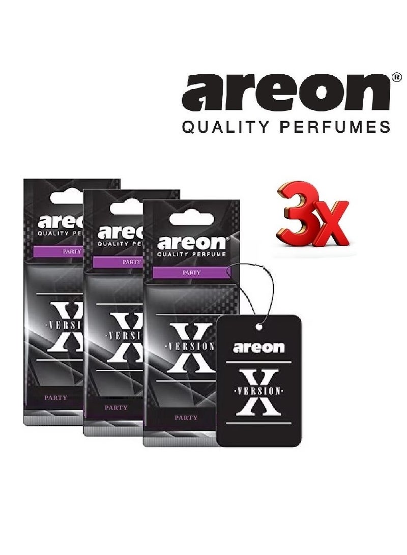 Areon Hanging X Version Car Air Freshener With Party Scent 3 pieces