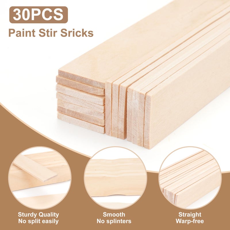 CRTWDMAN 30 Pieces Paint Stir Sticks, 12 Inch Long Wooden Paint Stirrers for Mixing Paint, Paint Sticks for Library Markers or Garden Plant Labels, Mixing Sticks for DIY Craft Sticks - Image 3