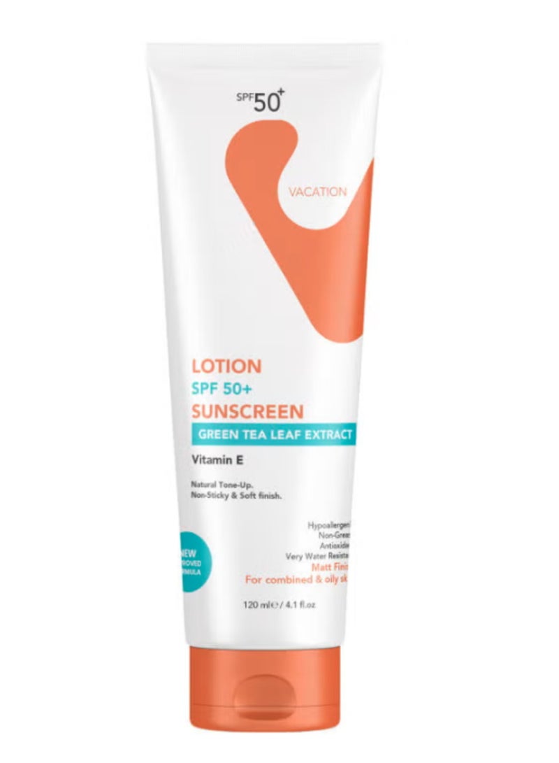 Vacation Sunscreen Lotion White Green Tea Leaf Extract With Vitamin E 120ml