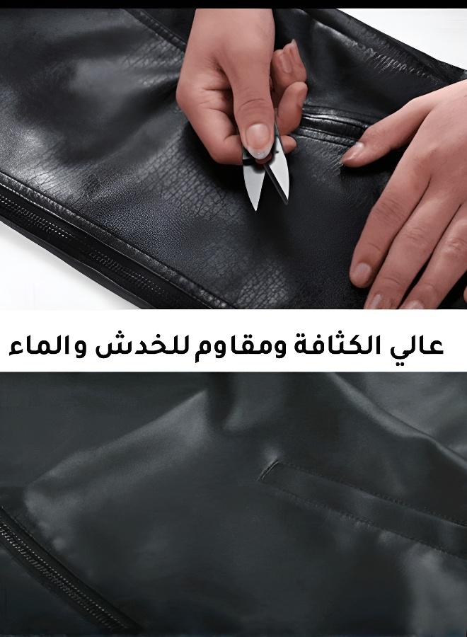 جاكيت جلدية رجالية فاخرة بياقة جلدية من جلد البقر - Image 5