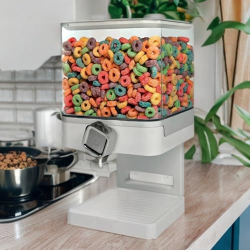 Honey Can Do Zevro Compact Dry Food Dispenser, Single Control, White/Chrome - Image 2