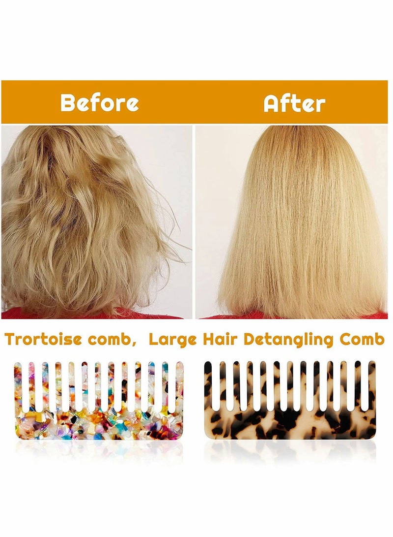Excefore Large Wide Tooth Tortoise Shell Comb Hair Detangling Comb, 4 Pack French Teeth Pocket for Thick Curly Wavy - Image 3