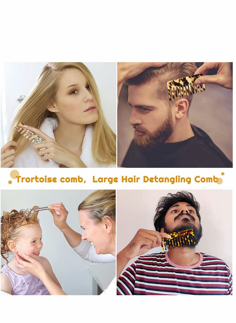 Excefore Large Wide Tooth Tortoise Shell Comb Hair Detangling Comb, 4 Pack French Teeth Pocket for Thick Curly Wavy - Image 4