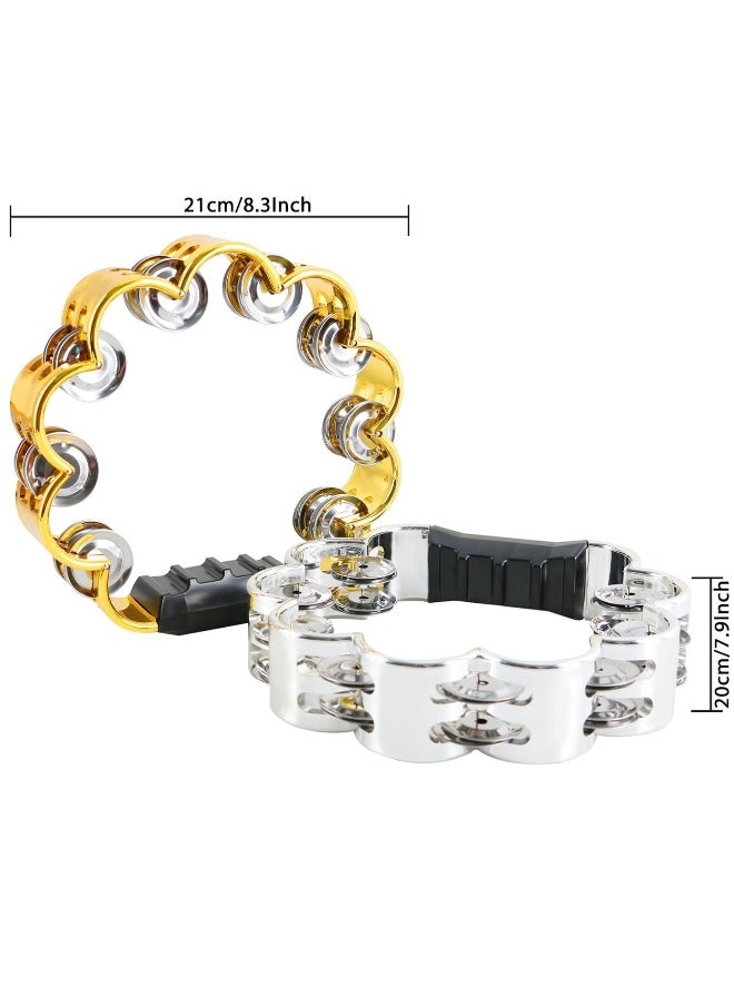 Generic Tambourine Metal Jingles Hand Held Percussion Hand Drum Double Row Metal Jingles Hand Bell Performance Level Handheld Percussion Flower Tambourine and Egg Shakers for Kids Adults KTV Party  - Image 5
