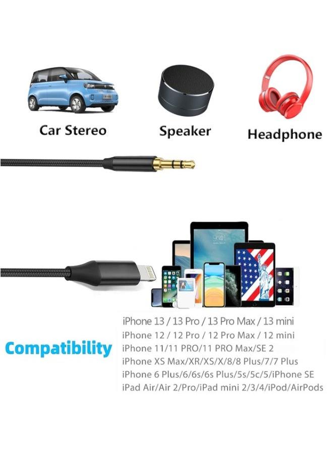 PROMASS iPhone AUX Cable for Car, MFi Certified Viton Lightning to 3.5mm Cable, Stereo AUX Audio Cable Compatible with iPhone 14 Pro Max & iPhone 14 Pro, 14 Plus, 14, 13 Pro Max, 13, 13 Pro, 12, 11, SE 2020, XS, XR, X, 8, 7, 1m - 3.3ft, Black - Image 2