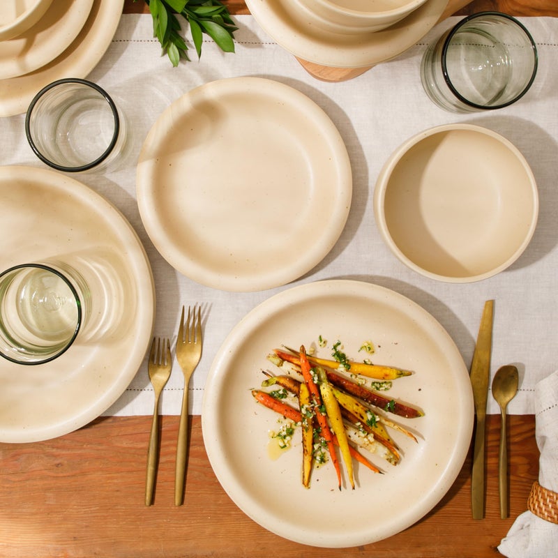 Bloomhouse - Two Time Oprah's Favorite Things Winner - Corsica Clay 12 Piece Stoneware Rustic Reactive Glaze Dinnerware Set - Stackable Plates Bowls Set. Service for 4 - Matte Finish Cappuccino Cream - Image 3