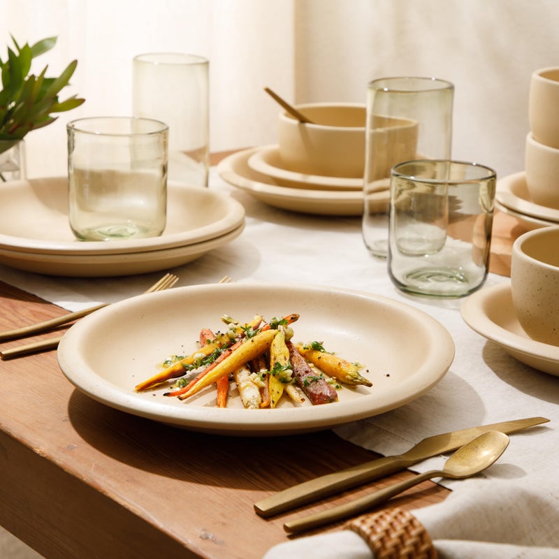 Bloomhouse - Two Time Oprah's Favorite Things Winner - Corsica Clay 12 Piece Stoneware Rustic Reactive Glaze Dinnerware Set - Stackable Plates Bowls Set. Service for 4 - Matte Finish Cappuccino Cream - Image 4
