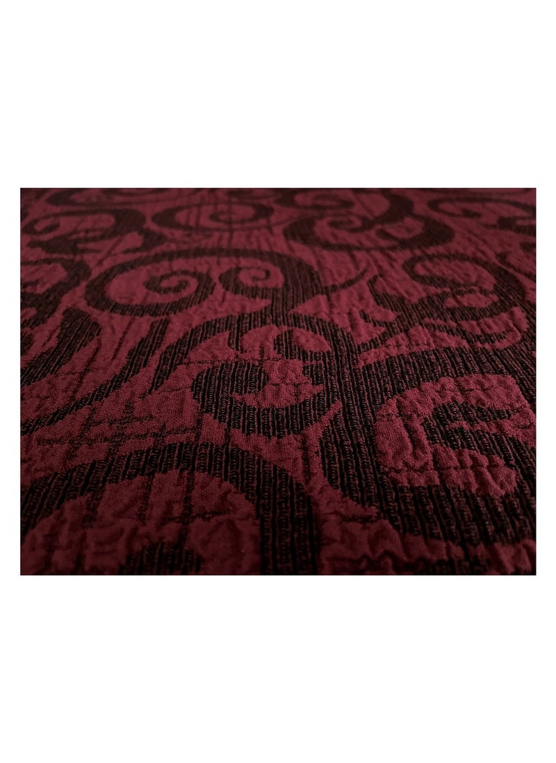 Fabienne Jacquard Fabric Stretchable One Seater Sofa Cover Maroon  - Image 4