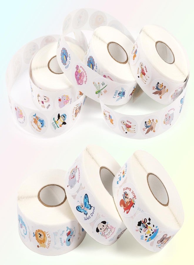 Wercokt 3000 PCS Animal Stickers, 3 Rolls Kids Stickers, 1 Inch, 30 Designs Cute Animal Sticker with Motivational Words, for Kid Reward School Supplies Stickers - Image 4