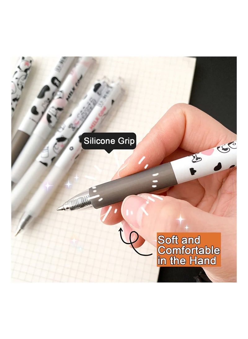 KASTWAVE أقلام كيوتي كاواي 0.5 مم حبر أسود أقلام جل نقطة دقيقة كتابة سلسة قلم حبر جاف لمستلزمات المكتب والمدرسة هدايا ممتعة رائعة للأطفال والفتيات والنساء أقلام للتدوين، عبوة من 6 قطع (بقرة حليب صغيرة) - Image 2
