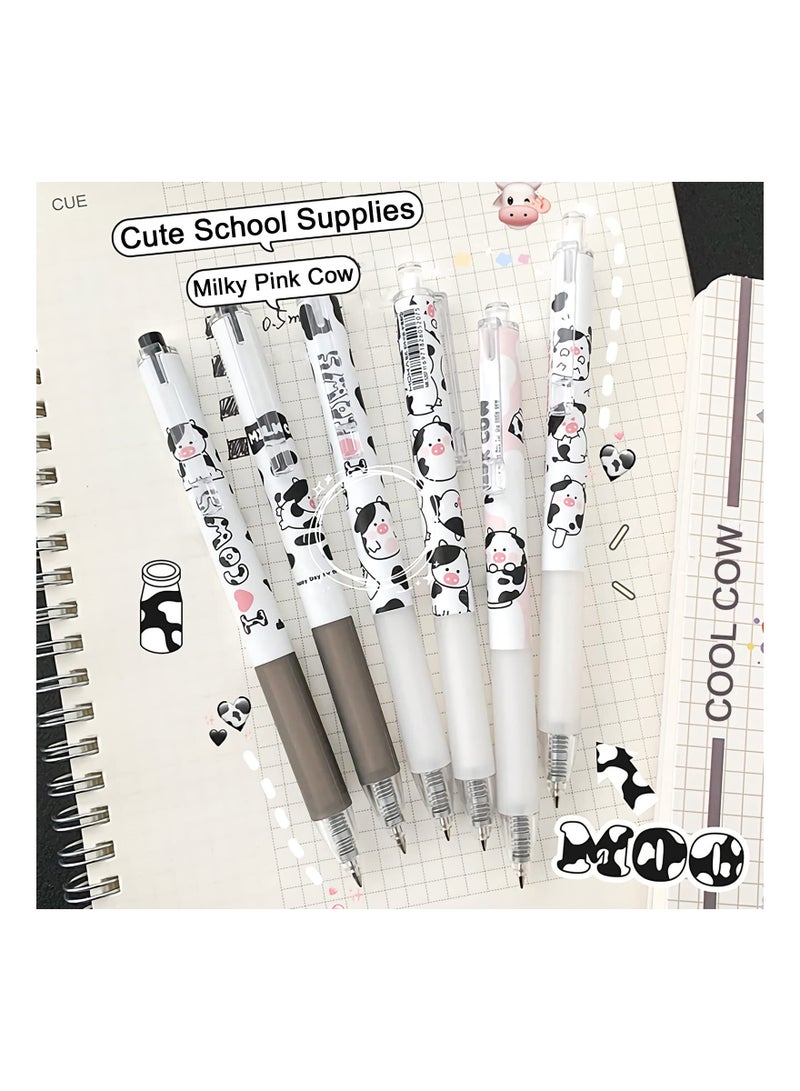 KASTWAVE أقلام كيوتي كاواي 0.5 مم حبر أسود أقلام جل نقطة دقيقة كتابة سلسة قلم حبر جاف لمستلزمات المكتب والمدرسة هدايا ممتعة رائعة للأطفال والفتيات والنساء أقلام للتدوين، عبوة من 6 قطع (بقرة حليب صغيرة) - Image 5