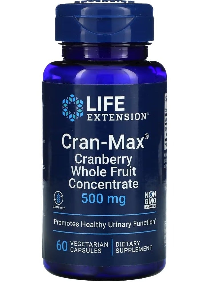 Cran-Max, Cranberry Whole Fruit Concentrate 500 mg 60 Vegetarian Capsules