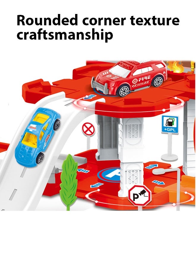 43 قطعة من ألعاب سيارات السكك الحديدية للأطفال، لعبة مسارات سباق البناء، مجموعة سيارات السكك الحديدية الهندسية، لعبة منجنيق سيارة السكك الحديدية المنزلقة المجمعة للأطفال، نموذج سيارة لعبة موقف السيارات، ألعاب للأولاد والبنات فوق سن ثلاث سنوات - Image 4