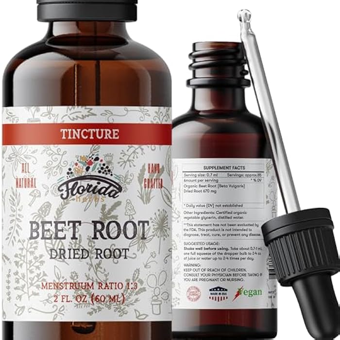 FLORIDA HERBS Beet Root Supplement - Liquid Beets Extra Fast Absorption - Beet Root Tincture Organic Extract, Gluten Free, 2 Fl Oz - Image 1