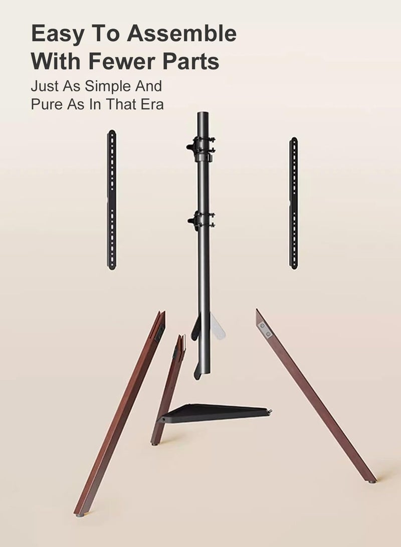 هامود HAMOOD، حامل تلفزيون ثلاثي القوائم، حامل حامل تلفزيون حديث يناسب شاشات مقاس 32 بوصة إلى75 بوصة، حامل تلفزيون زاوية قابل للتعديل مع دوران 180 درجة وأرجل خشبية لمكتب الاستوديو المنزلي (32 إلى 75 بوصة) - Image 5