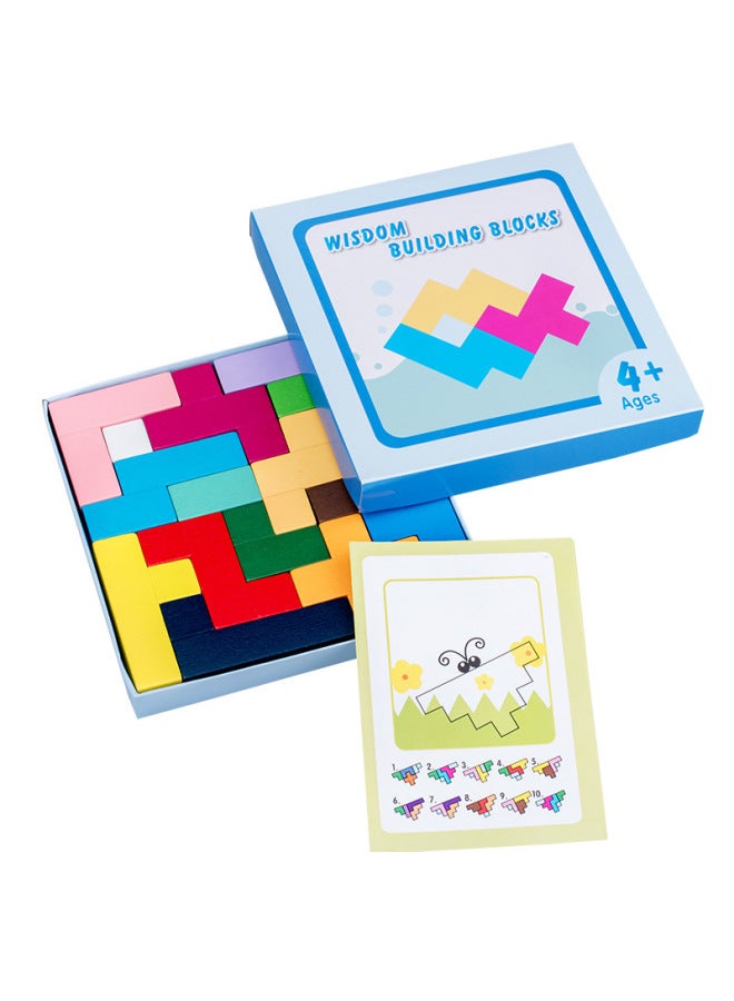 مكعبات بناء خشبية للتعليم المبكر على شكل طائرة ثلاثية الأبعاد لغز تفاعلي بين الوالدين والطفل تطوير التفكير المنطقي - اللون: MZM- صندوق ألوان ثلاثي الأبعاد - Image 1