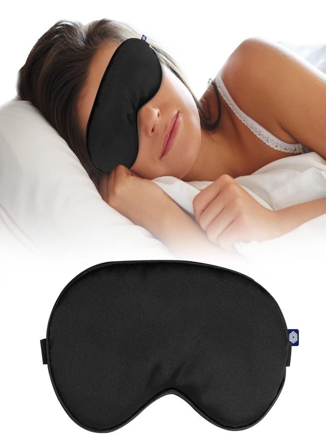 LRK Silk Eye Mask For Sleeping With Adjustable Strap Premium Silk Sleeping Mask Blind Fold For Smooth&Comfortable Sleep Travelling Sleep Mask Pad Sleeping Eye Mask Blind Folds For Sleeping-Black - Image 1