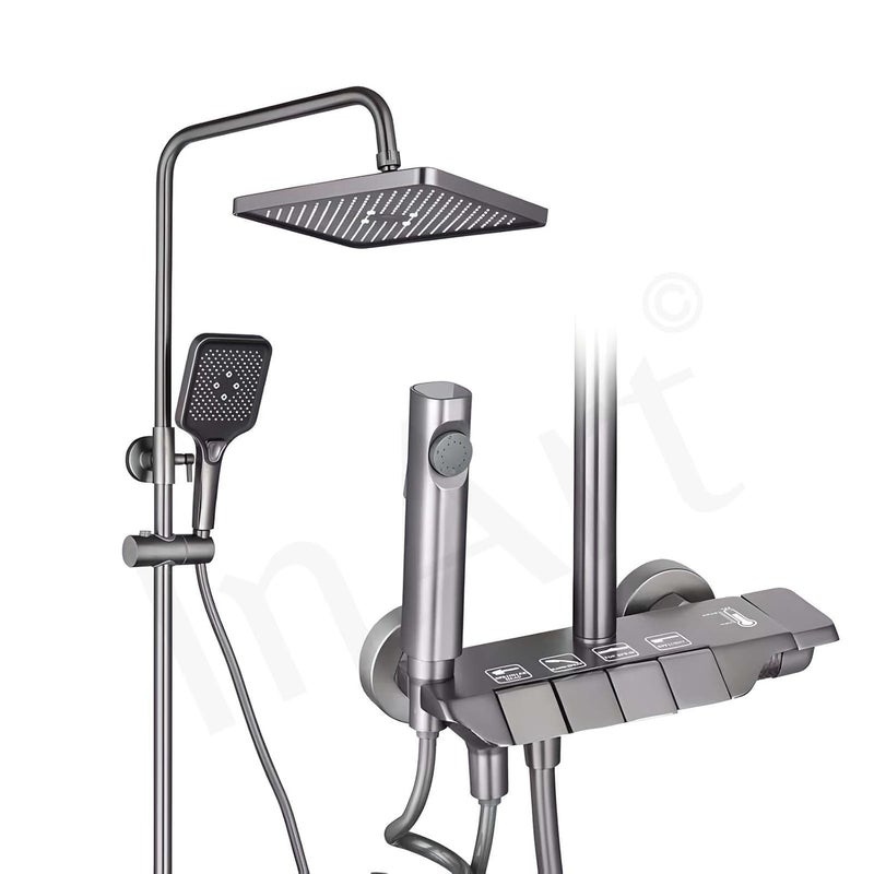 InArt Wall Mixer Shower Panel SS304 Stainless Steel Thermostatic MultiMode Rainfall Waterfall Gun Grey Finish Easy Install Complete Set Gun Grey 1 - Image 5