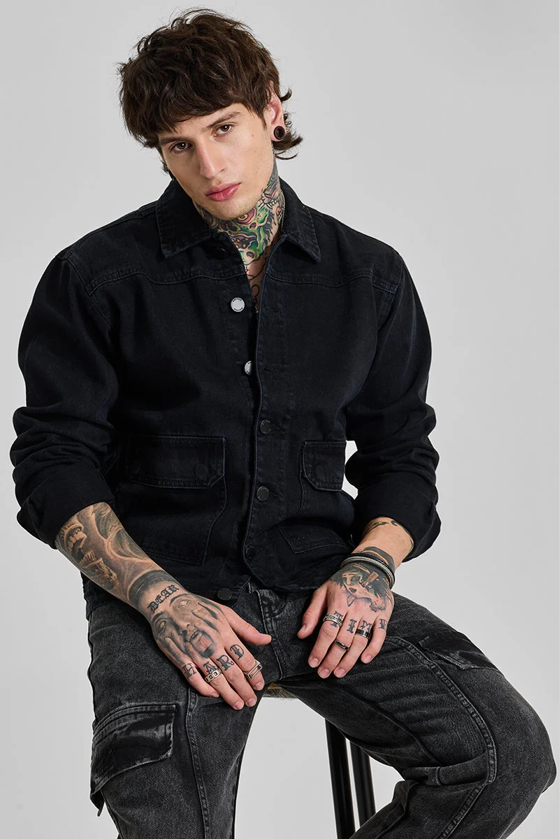 سنيتش Double Pocket Relaxed Fit Denim Jacket