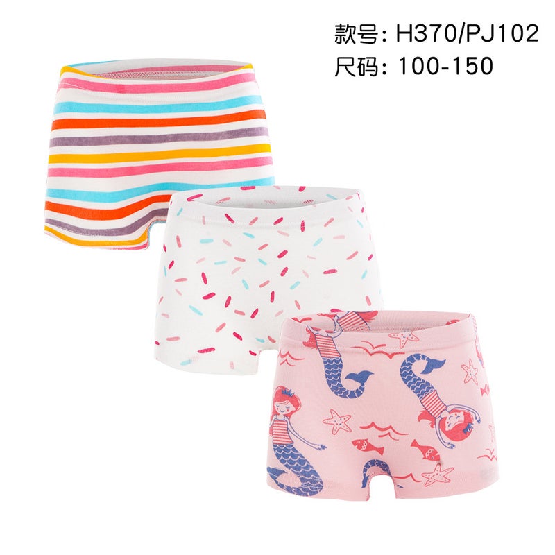 Girls 100% Cotton Cartoon Print Boyshorts