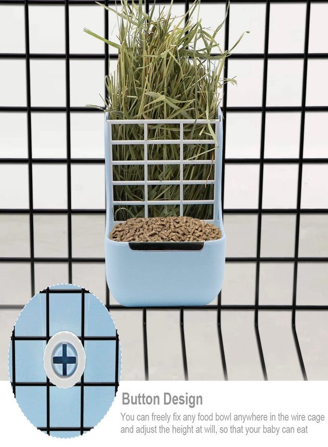 Litewoo Rabbit Hay Feeder Guinea Pig Feeder, 2 in 1 Automatic Small Animal Food Bowl Feeding Cage Accessories (Blue) - Image 5