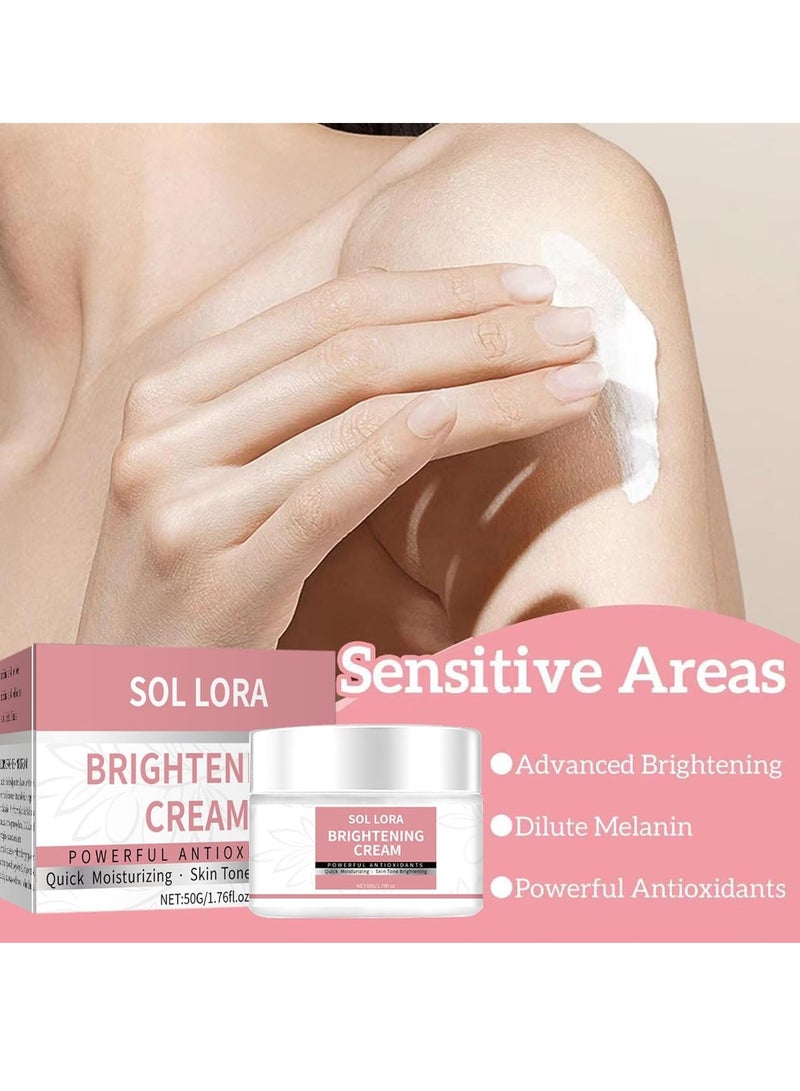 SOL LORA Whitening Cream, Skin Lightening Cream, Lightening Cream For Face, Body And Hands,Body Moisturiser For Whitening Lightening Brightening, Skin Whitening Cream For Dry Skin For All Skin Types 50g - Image 2