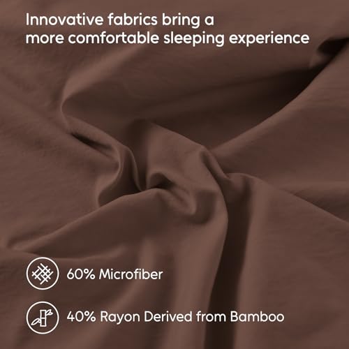 M&Co MCO Cooling Queen Sheets Set, Rayon Derived from Bamboo Sheets, Luxury & Silky Bedding Set with 16" Deep Pocket (Queen, Chocolate Brown) - Image 4