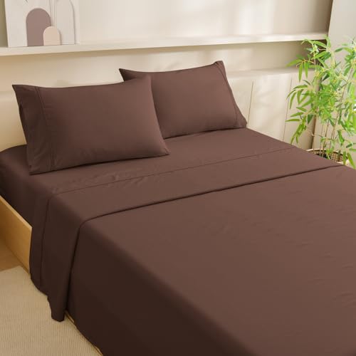 M&Co MCO Cooling Queen Sheets Set, Rayon Derived from Bamboo Sheets, Luxury & Silky Bedding Set with 16" Deep Pocket (Queen, Chocolate Brown) - Image 2