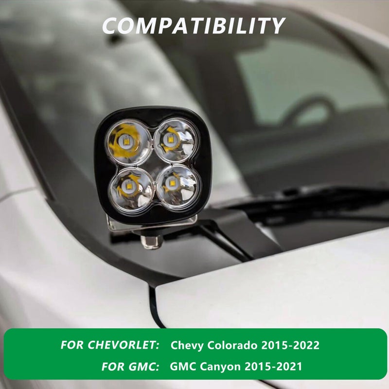 Generic HOZHEM Ditch Light Brackets Compatible with 2015-2022 Chevy Colorado, 2015-2021 GMC Canyon, Hood Hinges Light Bracket Mount for Auxiliary Offroad LED Pod Light Work Lights  - Image 2