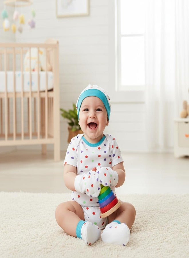 Velbk Baby Cap Mittens and Booties Set for Newborns 0-6 Months | Cotton Knit | Pack of 3 | Unisex Multicolor - Image 5