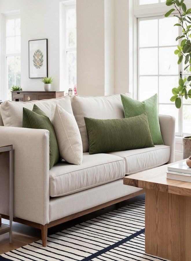 MIULEE غطاء وسادة لامبور مزخرف طويل من MIULEE 14x36 بوصة للسرير والأريكة وغرفة النوم والمقعد، غطاء وسادة مستطيل ناعم من قماش الكوردuroy باللون الأخضر الزيتوني لغرفة النوم وغرفة المعيشة والأريكة (غطاء فقط، عبوة من 1) - Image 5