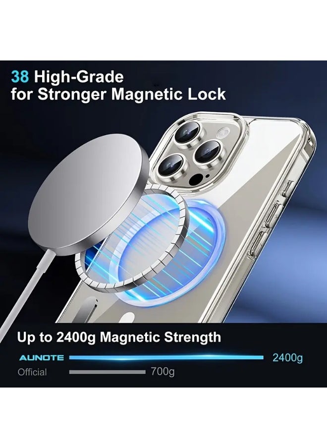 iPhone 16 Pro Max Magsafe Case, Shock-resistant Quality, Ultra Protection, Anti-Yellowing, Strong Magnet, Transparent and Clear, Scratch-Resistant Cover, Compatible with Magsafe Accessories -  Free Surprise Gift