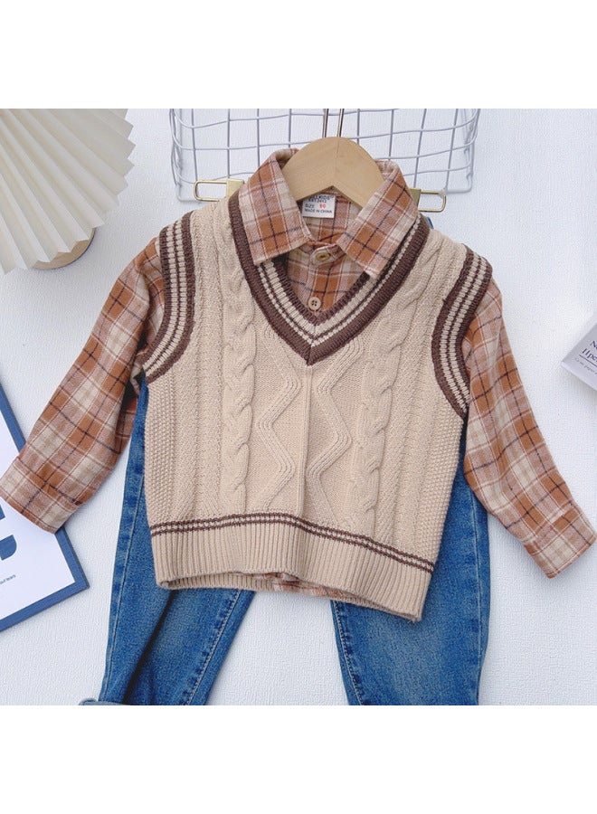Children's V-neck Vest Sweater Spring And Autumn New Boys Boy Sweater Children Vest