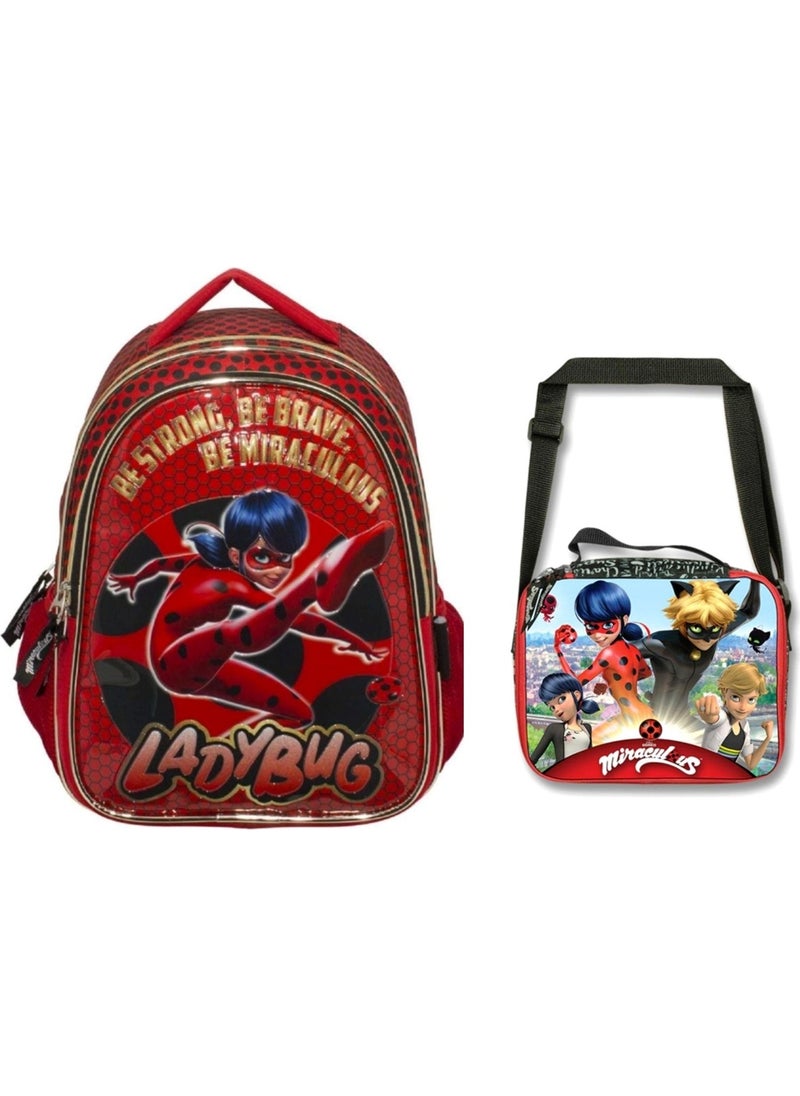 Miraculous - Ladybug Glittery Primary School Girl Backpack and Lunch Bag - Image 1