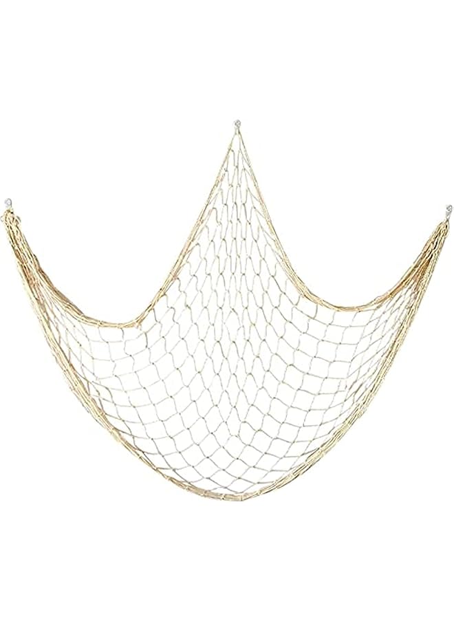 Zaboon شبكة صيد زخرفية بطول 79 بوصة بتصميم شاطئي لتزيين المنزل وغرفة النوم وحفلات الزفاف وزينة الجدران بشبكة صيد زخرفية بلون كريمي أبيض - Image 1