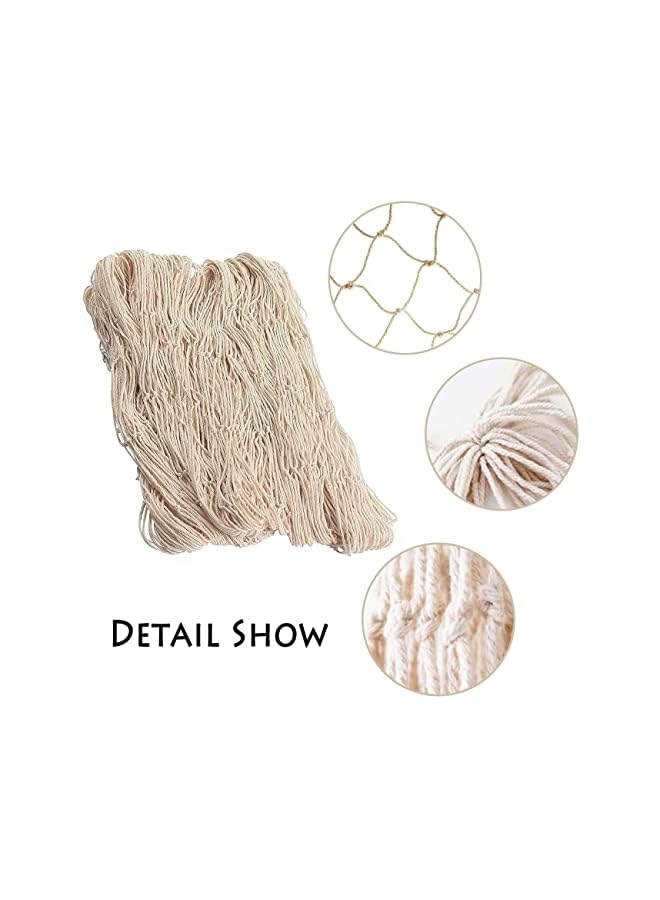 Zaboon شبكة صيد زخرفية بطول 79 بوصة بتصميم شاطئي لتزيين المنزل وغرفة النوم وحفلات الزفاف وزينة الجدران بشبكة صيد زخرفية بلون كريمي أبيض - Image 2