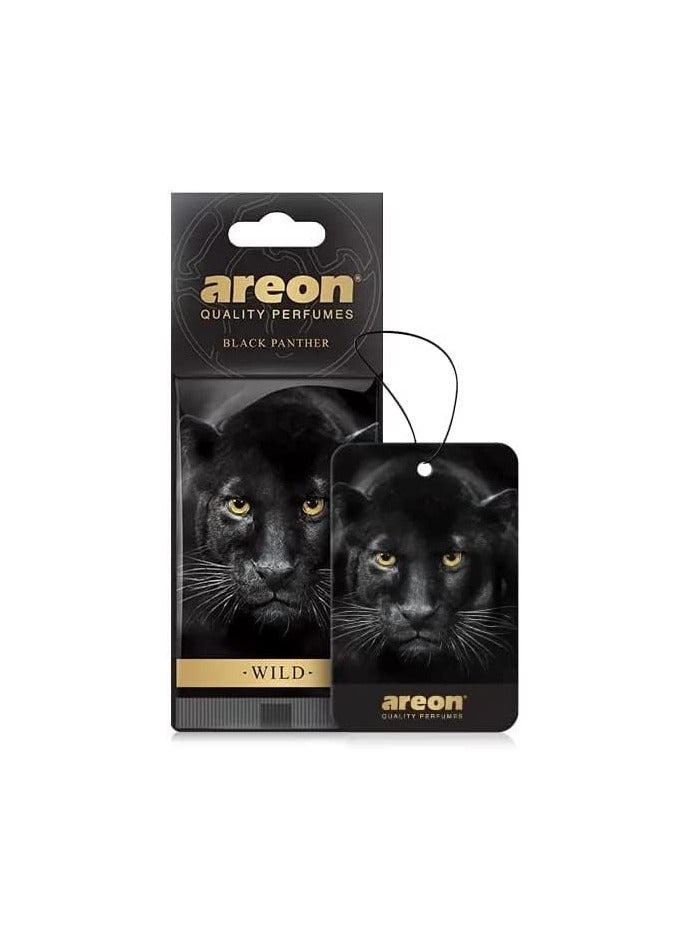 Areon Wild Car Air Freshener Hanging Card, Long-lasting Fresh and Luxurious Scent, Stylish Black Panther Design 