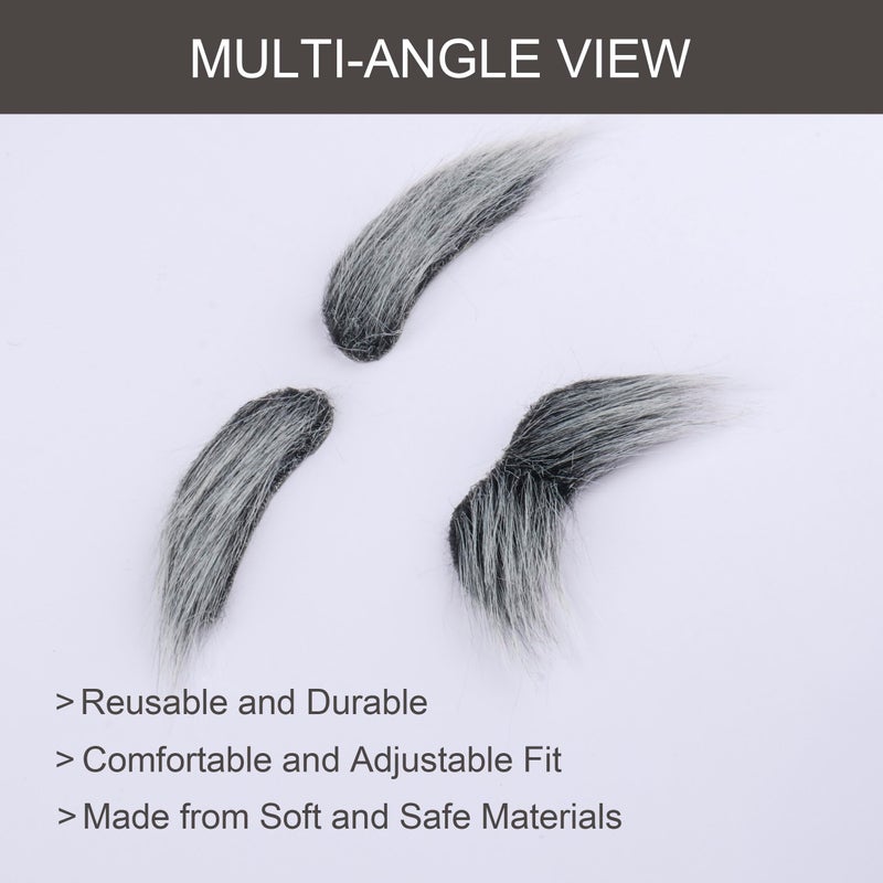 Yan Dream Old Man Mustache and Eyebrows 100 Days of School Grandpa Grey Fake Mustaches for Halloween Party 2Pcs - Image 4