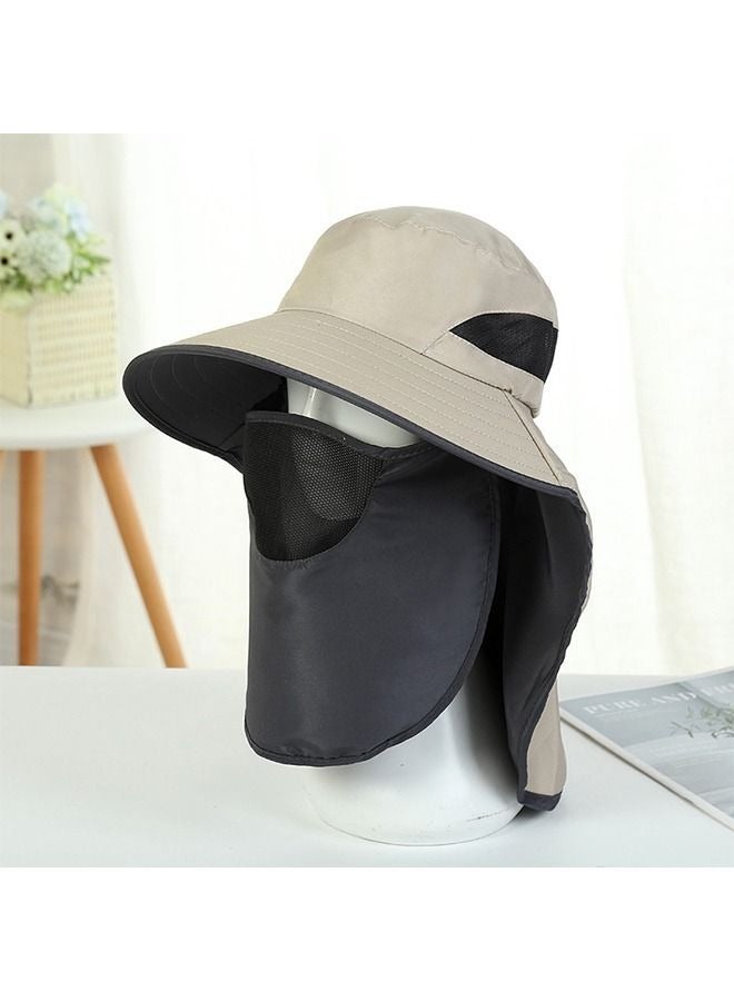 VERTEX&KAIBIN UV-Protection Hat Hiking Hat with Removable Mesh Face Neck Flap Cover Fishing Cap for Man Women Beige  - Image 2