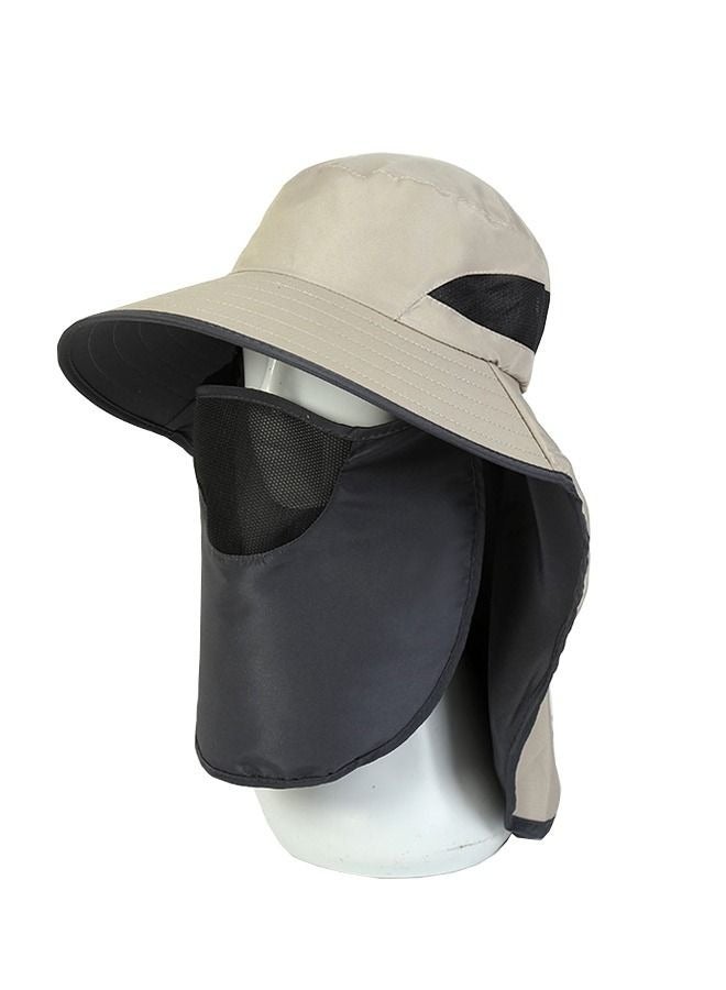 VERTEX&KAIBIN UV-Protection Hat Hiking Hat with Removable Mesh Face Neck Flap Cover Fishing Cap for Man Women Beige  - Image 1