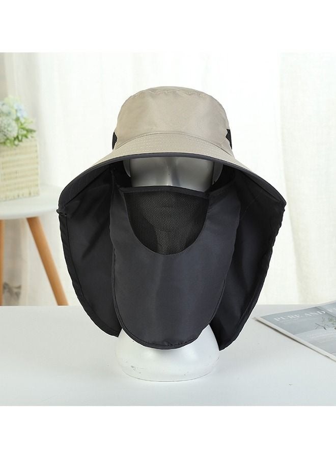 VERTEX&KAIBIN UV-Protection Hat Hiking Hat with Removable Mesh Face Neck Flap Cover Fishing Cap for Man Women Beige  - Image 3