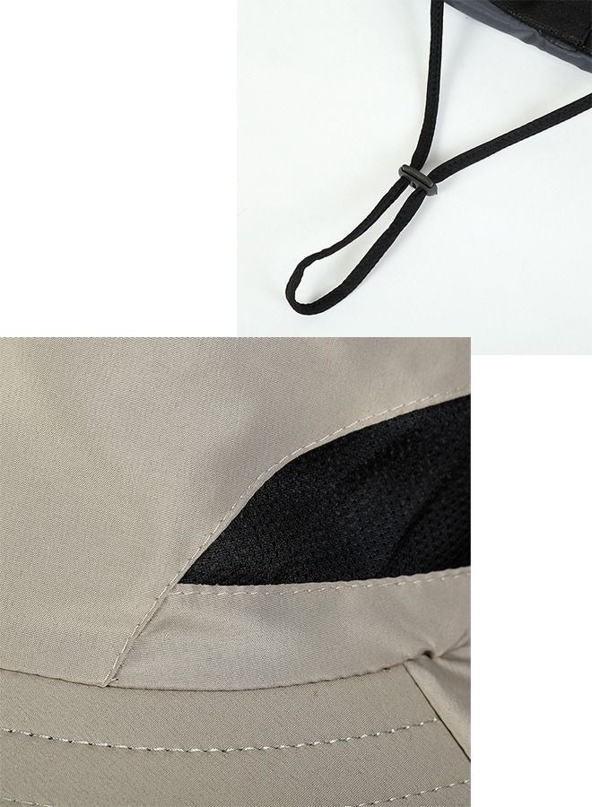 VERTEX&KAIBIN UV-Protection Hat Hiking Hat with Removable Mesh Face Neck Flap Cover Fishing Cap for Man Women Beige  - Image 5